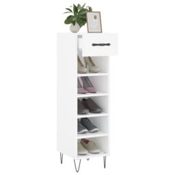 Berkfield Home Shoe Cabinet White 30x35x105 cm Engineered Wood - Size: 30 x 35 x 105 cm - thumbnail 4