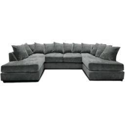 SNUG FURNITURE BIRMINGHAM LTD Ashton Chenille 6 Seater Scatter Back U Shaped Corner Sofa in Grey - thumbnail 1