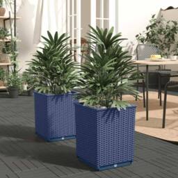 Berkfield Home Planters 2 pcs Dark Grey 30x30x37 cm Polypropylene in Dark Navy - Size: 30 x 30 x 37 cm - thumbnail 2