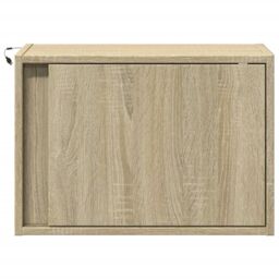 Berkfield Home Wall-mounted Bedside Cabinet with LED Lights Sonoma Oak in Brown - thumbnail 6