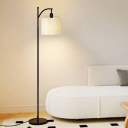 Emitto Standing Floor Lamp with LED Light Remote Foot Switch for Living Room in Black