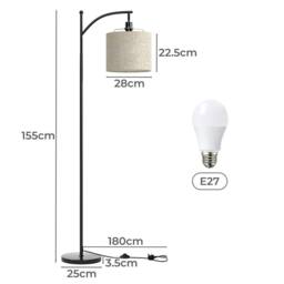 Emitto Standing Floor Lamp with LED Light Remote Foot Switch for Living Room in Black - thumbnail 4