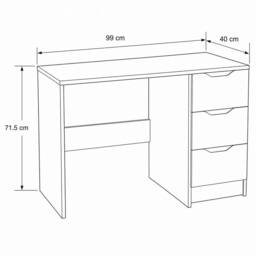 Havendro Matt Putty 3 Drawer Vanity Dressing Table Home Office in Beige - thumbnail 2