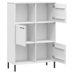 Berkfield Home Bookcase with Metal Legs White 90x35x128.5 cm Solid Wood OSLO - thumbnail 5