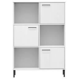 Berkfield Home Bookcase with Metal Legs White 90x35x128.5 cm Solid Wood OSLO - thumbnail 4