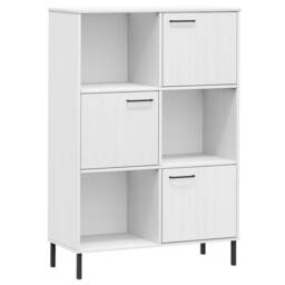 Berkfield Home Bookcase with Metal Legs White 90x35x128.5 cm Solid Wood OSLO - thumbnail 2