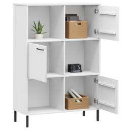 Berkfield Home Bookcase with Metal Legs White 90x35x128.5 cm Solid Wood OSLO - thumbnail 3