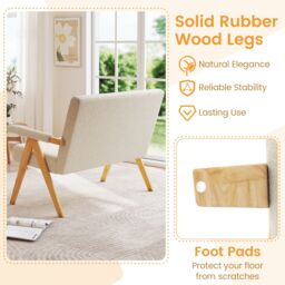 Costway Loveseat Sofa Comfy Upholstered Sherpa Couch with Armrests in White - thumbnail 8