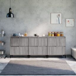 Berkfield Home Sideboards 3 pcs Grey Sonoma 60x35x70 cm Engineered Wood - Size: 60 x 35 x 70 cm - thumbnail 1