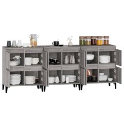 Berkfield Home Sideboards 3 pcs Grey Sonoma 60x35x70 cm Engineered Wood - Size: 60 x 35 x 70 cm - thumbnail 5