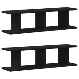 Berkfield Home Wall Shelves 2 pcs Black Oak 75x18x20 cm Engineered Wood - Size: 75 x 18 x 20 cm - thumbnail 2