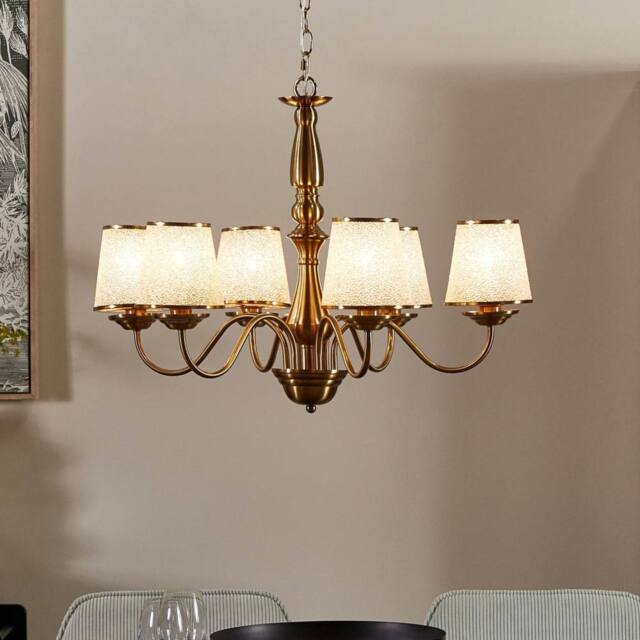 Wyld and Coco 6-Light Brass Chandelier with Emperor Acrylic Shades in Bronze - image 1