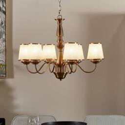 Wyld and Coco 6-Light Brass Chandelier with Emperor Acrylic Shades in Bronze - thumbnail 1