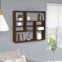 Berkfield Home Wall Shelf Brown Oak 90x16x78 cm Engineered Wood - Size: 90 x 16 x 78 cm - thumbnail 2
