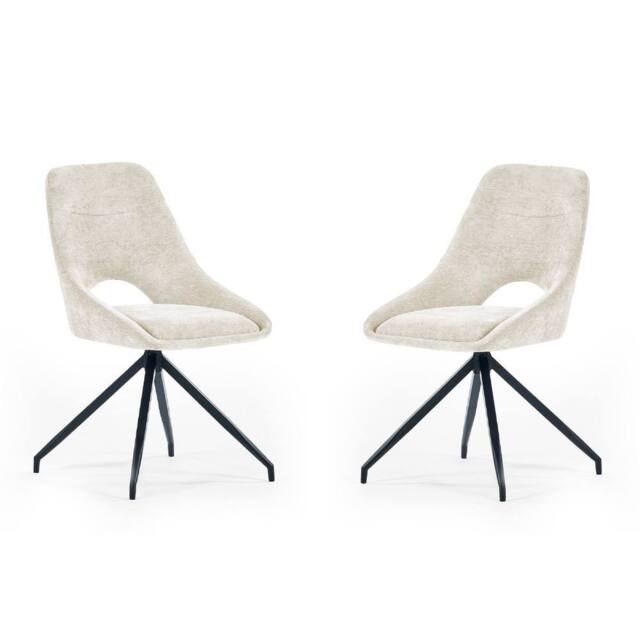 Cheshire Pembroke Premium Cream Chenille Upholstered Dining Chairs - Set of 2 - image 1