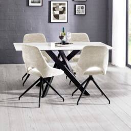 Cheshire Pembroke Premium Cream Chenille Upholstered Dining Chairs - Set of 2 - thumbnail 7