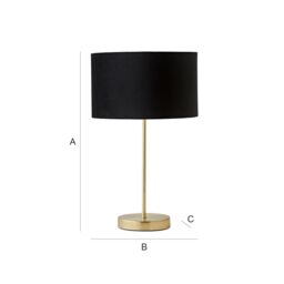 ValueLights Charlie Gold Stem Table Lamp with Velvet Drum with Gold Inner Lamp Shade & Bulb in Black - thumbnail 8