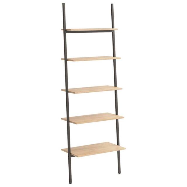 Berkfield Home 5-Tier Leaning Shelf Light Brown & Black 64x34x185.5 cm - image 1