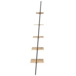 Berkfield Home 5-Tier Leaning Shelf Light Brown & Black 64x34x185.5 cm - thumbnail 4