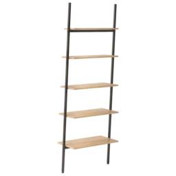 Berkfield Home 5-Tier Leaning Shelf Light Brown & Black 64x34x185.5 cm - thumbnail 5