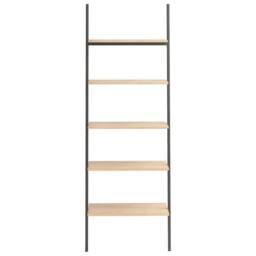 Berkfield Home 5-Tier Leaning Shelf Light Brown & Black 64x34x185.5 cm - thumbnail 3