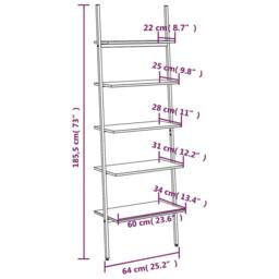 Berkfield Home 5-Tier Leaning Shelf Light Brown & Black 64x34x185.5 cm - thumbnail 8