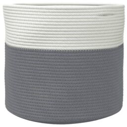 Berkfield Home Storage Basket Grey & White √ò40x35 cm Cotton - Size: 40x35 cm - thumbnail 4