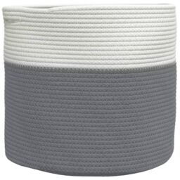 Berkfield Home Storage Basket Grey & White √ò40x35 cm Cotton - Size: 40x35 cm - thumbnail 2