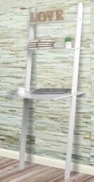 EONLION White Or Grey Ladder Desk 2 Shelf Wooden Bedroom Computer Table Work Office Unit - thumbnail 1