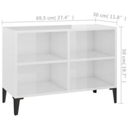 Berkfield Home TV Cabinet with Metal Legs High Gloss White 69.5x30x50 cm - thumbnail 6