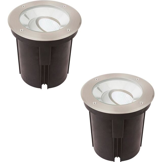 Loops 2 PACK Stainless Steel IP67 Ground Light - 16.5W Cool White Tilting Head LED in Metallics - image 1
