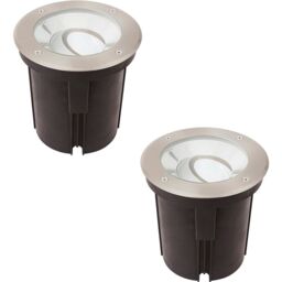 Loops 2 PACK Stainless Steel IP67 Ground Light - 16.5W Cool White Tilting Head LED in Metallics