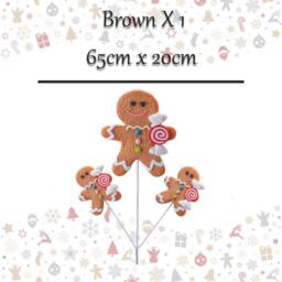 VFM e-Store Christmas Gingerbread Man Spray 65cm x 20cm Brown X 1 - Size: 65 cm x 20 cm - thumbnail 2