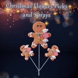 VFM e-Store Christmas Gingerbread Man Spray 65cm x 20cm Brown X 1 - Size: 65 cm x 20 cm - thumbnail 3