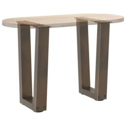 Berkfield Home Modern Dining Table Legs V-Shape 2 pcs Natural Steel 28x(42-43.3) in Brown - thumbnail 8