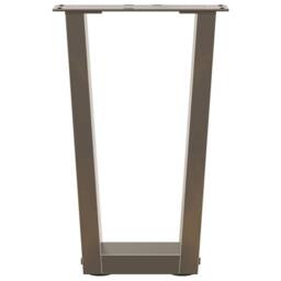 Berkfield Home Modern Dining Table Legs V-Shape 2 pcs Natural Steel 28x(42-43.3) in Brown - thumbnail 5