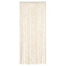 Berkfield Home Fly Curtain Beige & White 56x200 cm Chenille - thumbnail 3