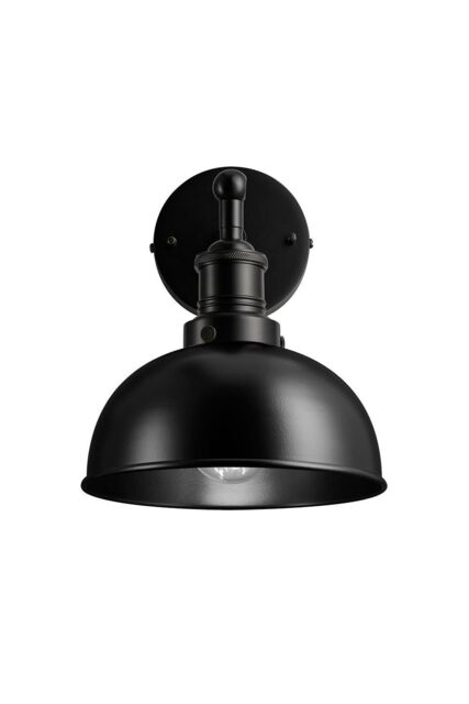 Industville Brooklyn Dome Wall Light, 8 Inch, Black, Black Holder - image 1