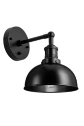 Industville Brooklyn Dome Wall Light, 8 Inch, Black, Black Holder - thumbnail 3