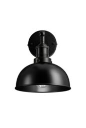 Industville Brooklyn Dome Wall Light, 8 Inch, Black, Black Holder - thumbnail 1