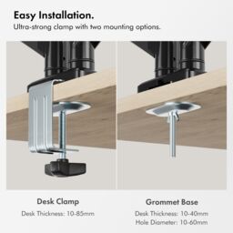 VonHaus Height Adjustable Tilt & Rotate Gas Powered Two Screen Monitor Stand in Black - thumbnail 7