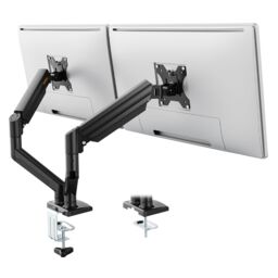 VonHaus Height Adjustable Tilt & Rotate Gas Powered Two Screen Monitor Stand in Black - thumbnail 1