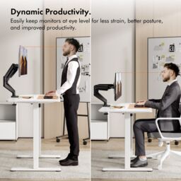 VonHaus Height Adjustable Tilt & Rotate Gas Powered Two Screen Monitor Stand in Black - thumbnail 8
