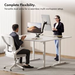 VonHaus Height Adjustable Tilt & Rotate Gas Powered Two Screen Monitor Stand in Black - thumbnail 6
