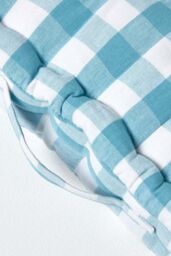 Homescapes Block Check Cotton Gingham Floor Cushion in Blue - Size: 50 cm x 50 cm - thumbnail 4