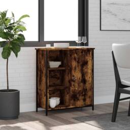 Berkfield Home Sideboard Smoked Oak 70x30x80 cm Engineered Wood in Brown - Size: 70 x 30 x 80 cm - thumbnail 2