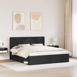 Berkfield Home Bed Frame with Headboard Black 180 x 200 cm Solid Pine Wood - thumbnail 3