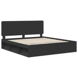 Berkfield Home Bed Frame with Headboard Black 180 x 200 cm Solid Pine Wood - thumbnail 4