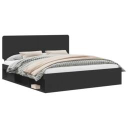Berkfield Home Bed Frame with Headboard Black 180 x 200 cm Solid Pine Wood - thumbnail 2