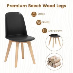 Costway Modern Dining Chairs Set of 2 Armless Kitchen Chairs Side Chair in Black - thumbnail 7